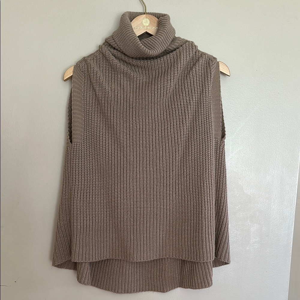 SHEIN Tan Cowl Neck Sleeveless Sweater